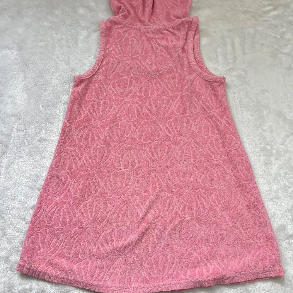 Disney Ariel Swim Cover Up Girls Size 7/8 Terry Cloth Jacquard Shell Hooded Pink